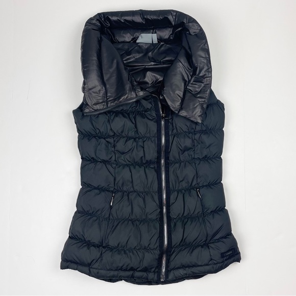 Athleta Black Asymmetrical Zipper Down Puffy Vest XXS - Picture 2 of 4